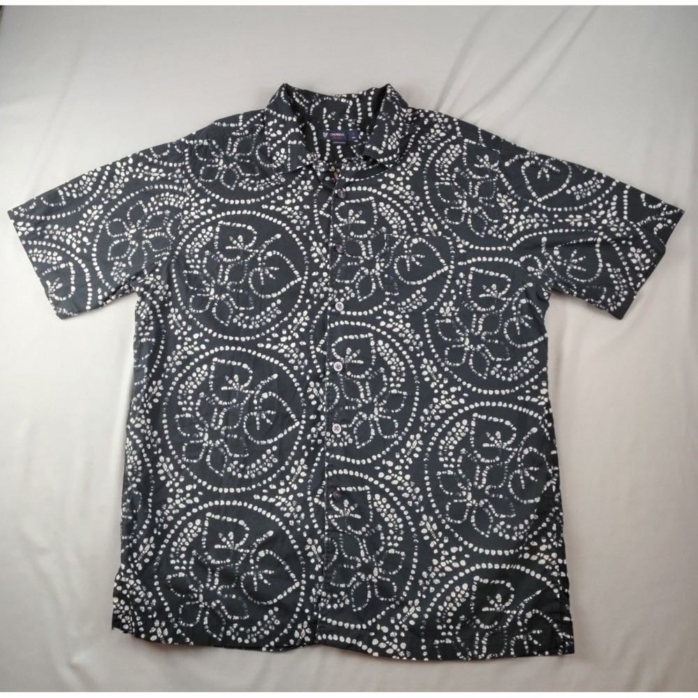 Cremieux Classics Mens Large Black Short Sleeve Button Down Shirt Beach Casual